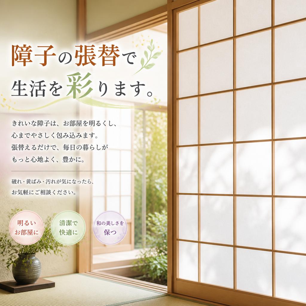 障子の張替で生活を彩ります。